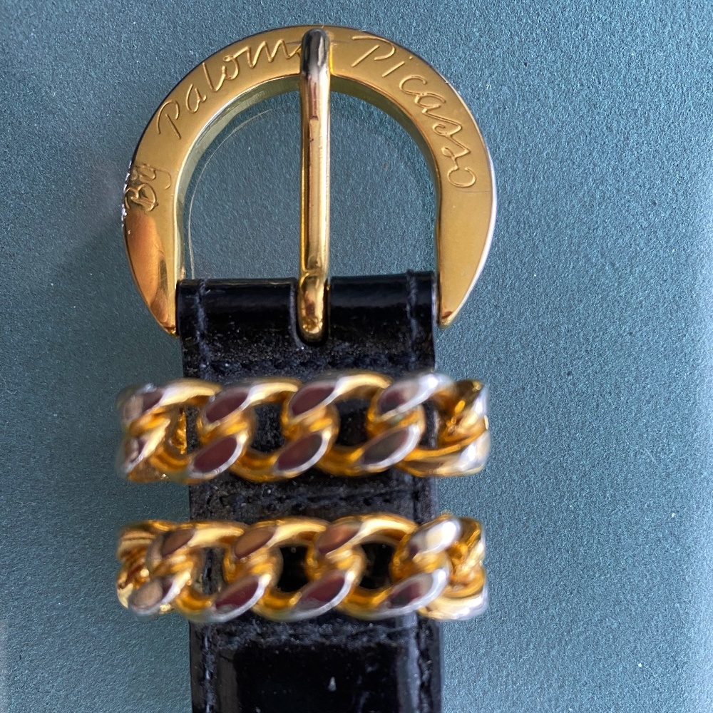 Paloma Picasso black patent leather belt